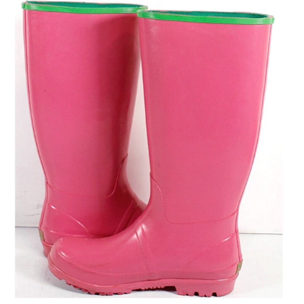 Polo Ralph Lauren Pink Green Rain Boots 6 - Picture 2 of 11